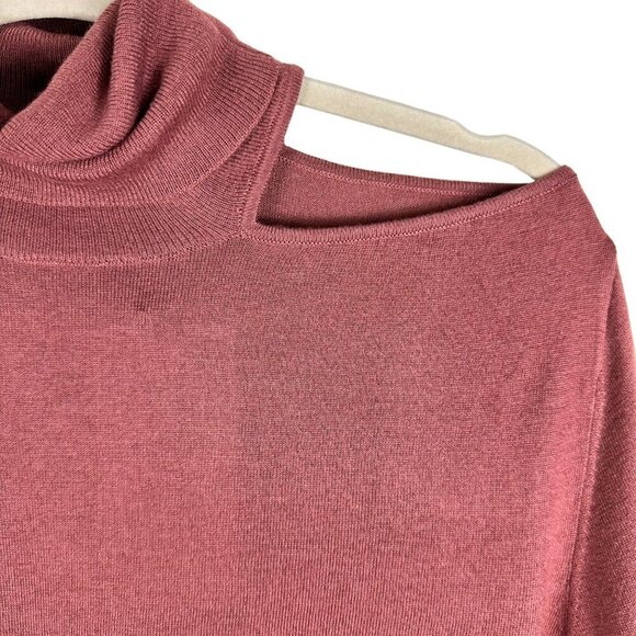 2/$30 Zara Cut Out Shoulder High Neck Sweater Dark Pink Oversized Small NWT - Picture 6 of 13